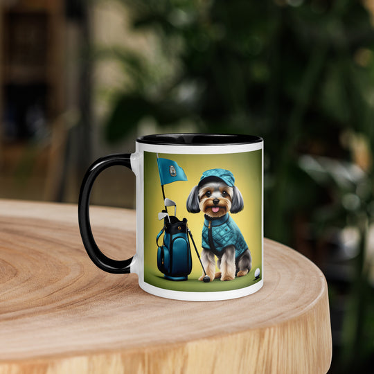 Yorkipoo Golfer- Mug with Color Inside v7