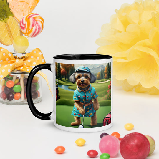 Yorkipoo Golfer- Mug with Color Inside v8