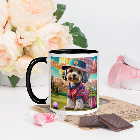 Yorkipoo Golfer- Mug with Color Inside v9