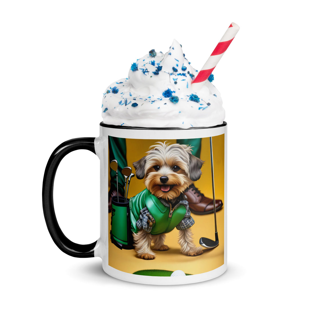 Yorkipoo Golfer- Mug with Color Inside v12