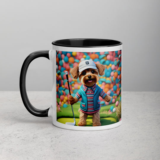 Yorkipoo Golfer- Mug with Color Inside v14