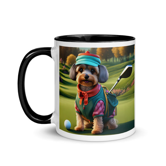 Yorkipoo Golfer- Mug with Color Inside v15