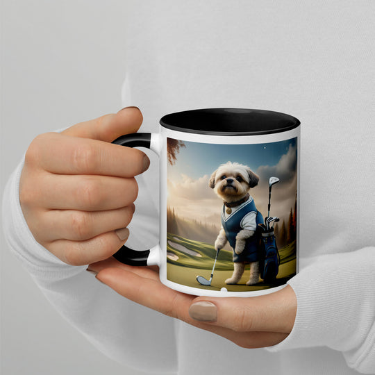 Pugapoo Golfer- Mug with Color Inside v6