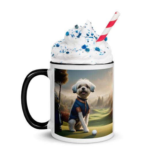 Pugapoo Golfer- Mug with Color Inside v7