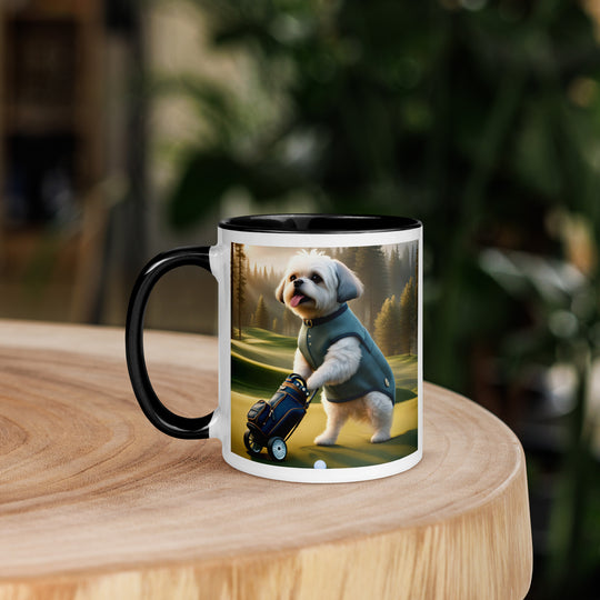 Pugapoo Golfer- Mug with Color Inside v10