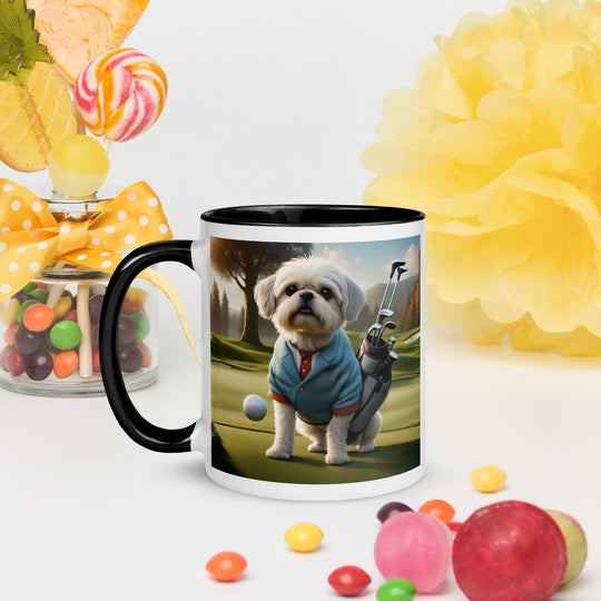 Pugapoo Golfer- Mug with Color Inside v5