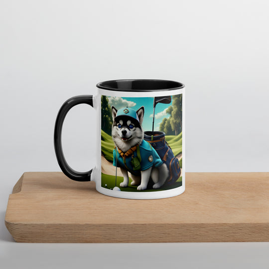 Pomsky Golfer- Mug with Color Inside