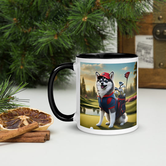 Pomsky Golfer- Mug with Color Inside v3