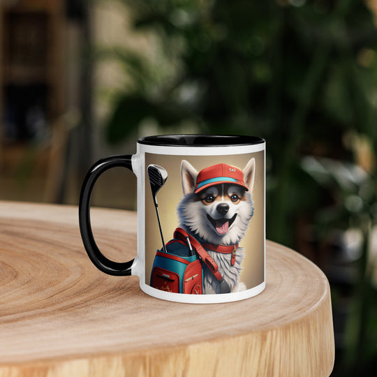 Pomsky Golfer- Mug with Color Inside v8