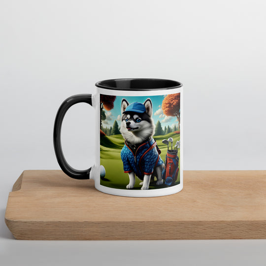 Pomsky Golfer- Mug with Color Inside v5