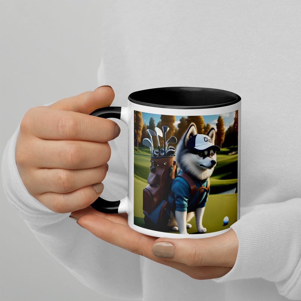 Pomsky Golfer- Mug with Color Inside v10