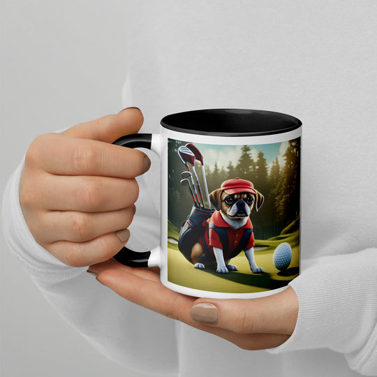 Puggle Golfer- Mug with Color Inside v9