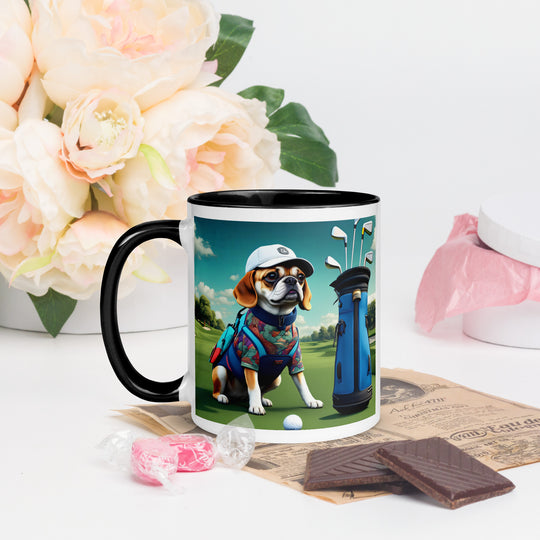 Puggle Golfer- Mug with Color Inside v17