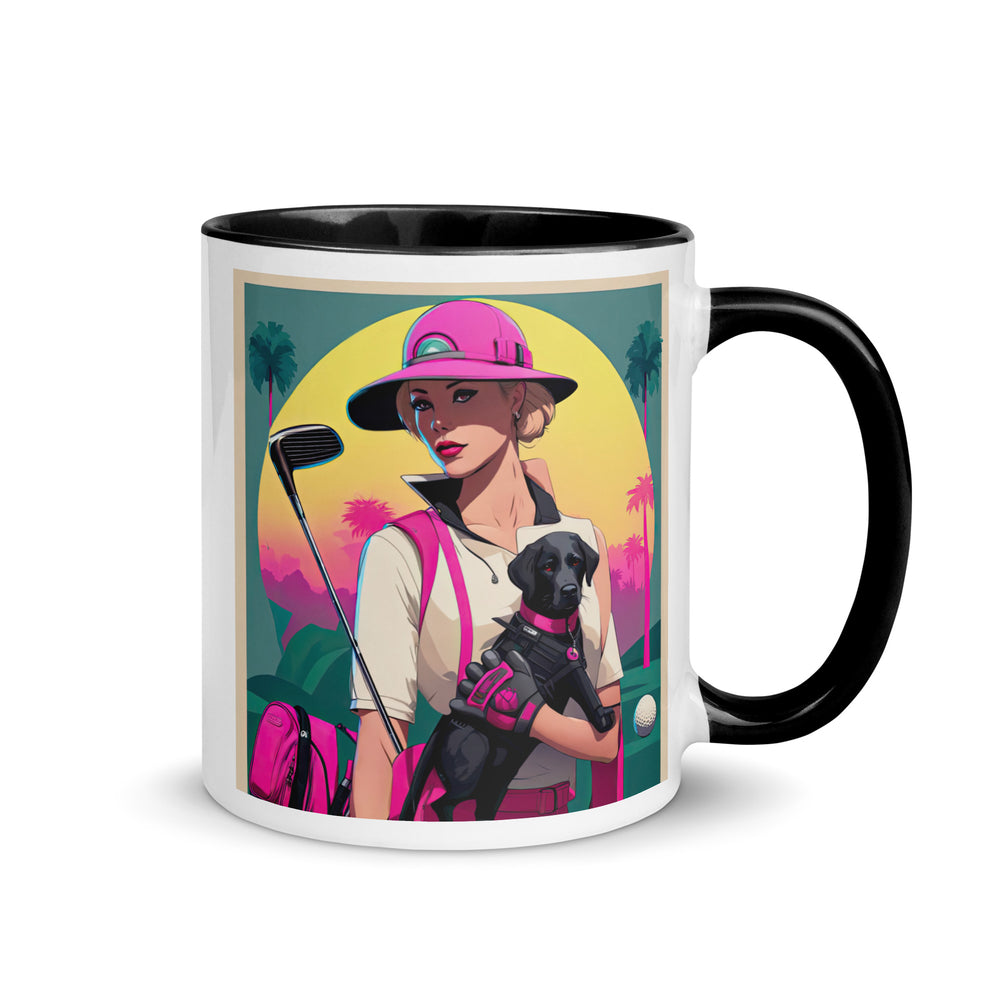 Mug with Color Inside-Labrador Retriever Golfer