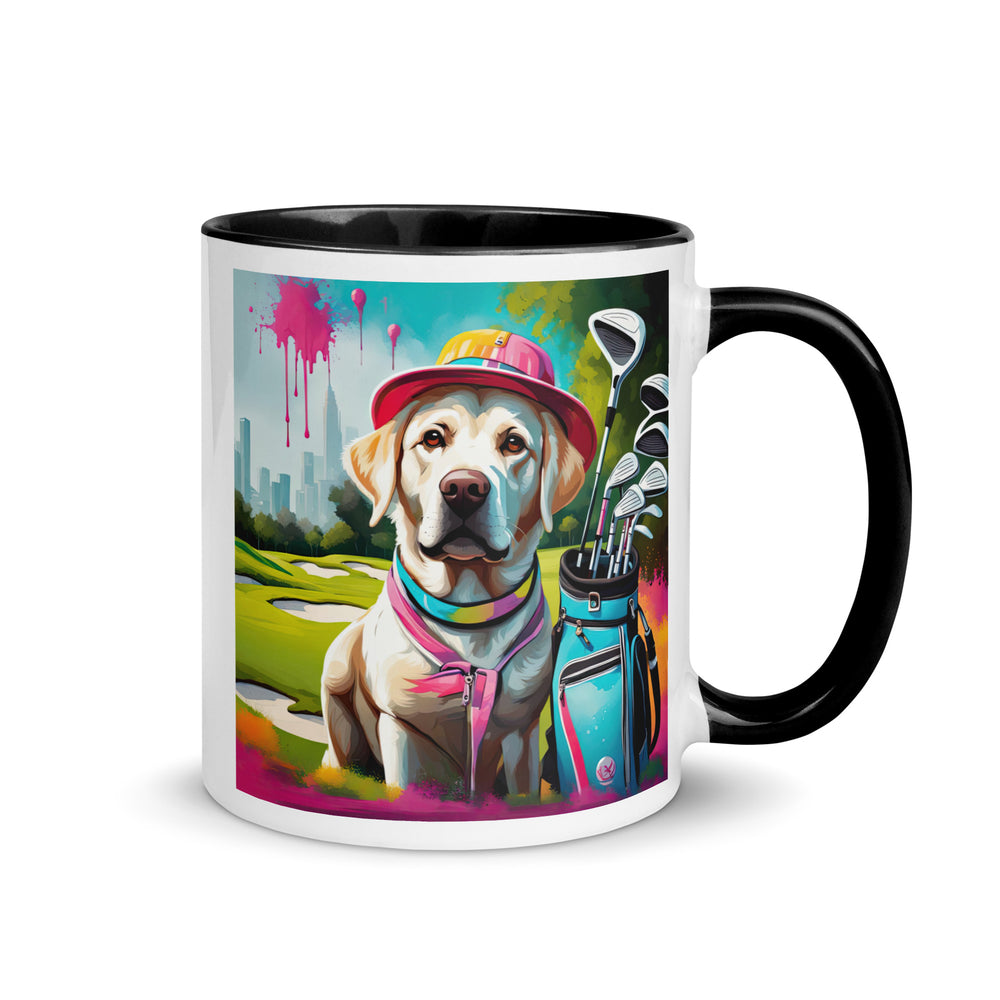 Mug with Color Inside-Labrador Retriever Golfer v9