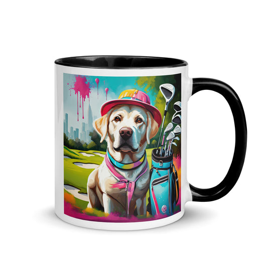 Mug with Color Inside-Labrador Retriever Golfer v9