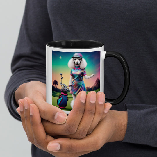 Poodle Golfer- Mug with Color Inside