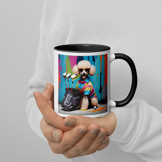 Poodle Golfer- Mug with Color Inside v3