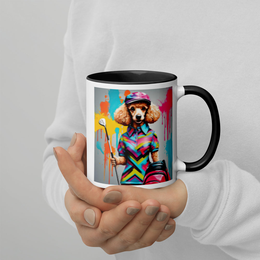 Poodle Golfer- Mug with Color Inside v4