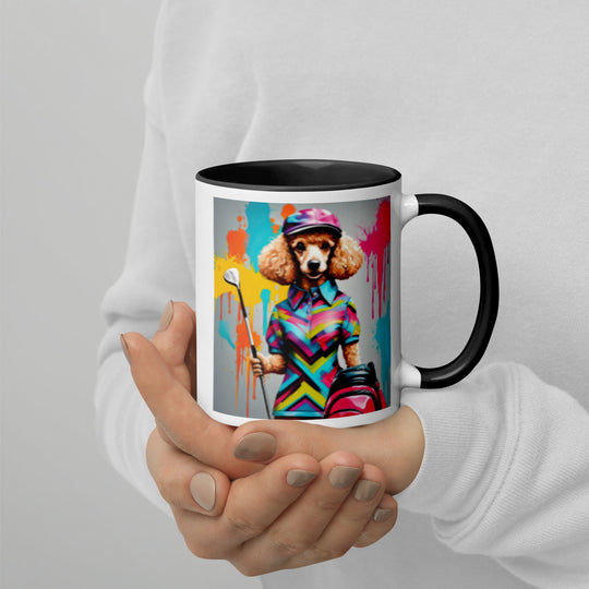Poodle Golfer- Mug with Color Inside v4