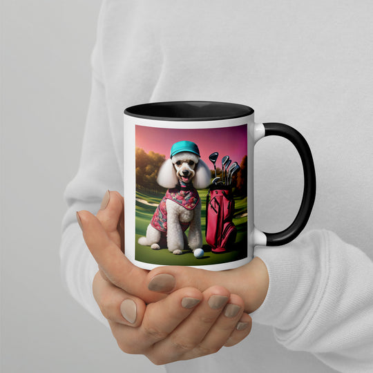 Poodle Golfer- Mug with Color Inside v5