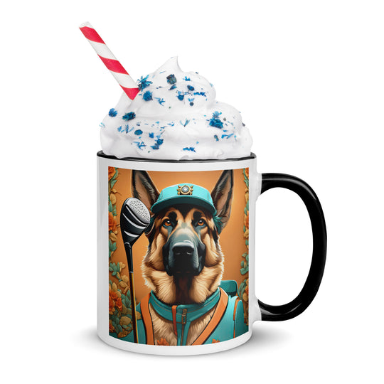 German Shepherd Golfer- Mug with Color Inside V2