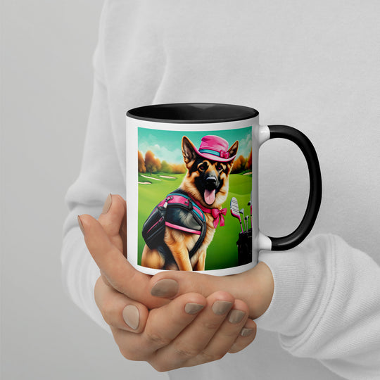 German Shepherd Golfer- Mug with Color Inside V3