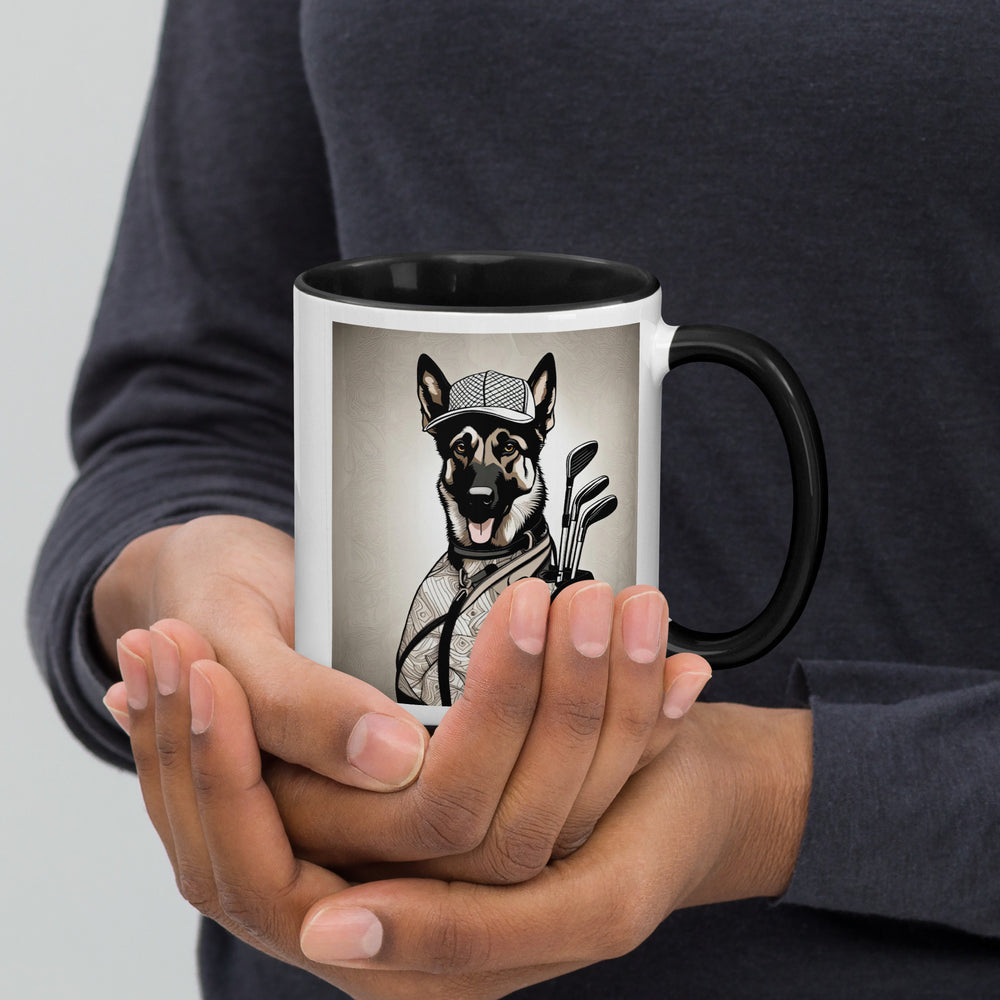 German Shepherd Golfer- Mug with Color Inside V5