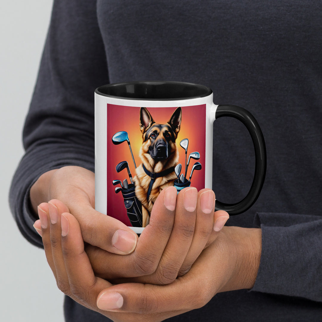 German Shepherd Golfer- Mug with Color Inside V7