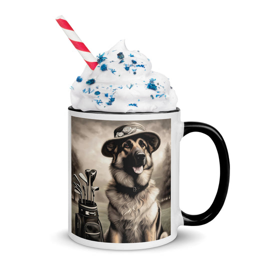 German Shepherd Golfer- Mug with Color Inside V10