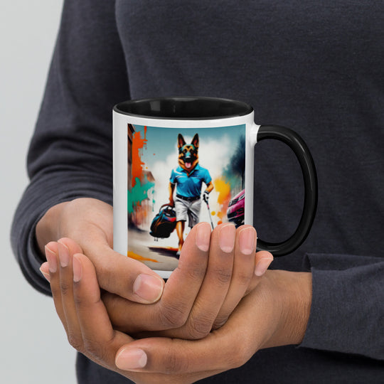 German Shepherd Golfer- Mug with Color Inside V12