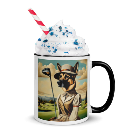 German Shepherd Golfer- Mug with Color Inside V14