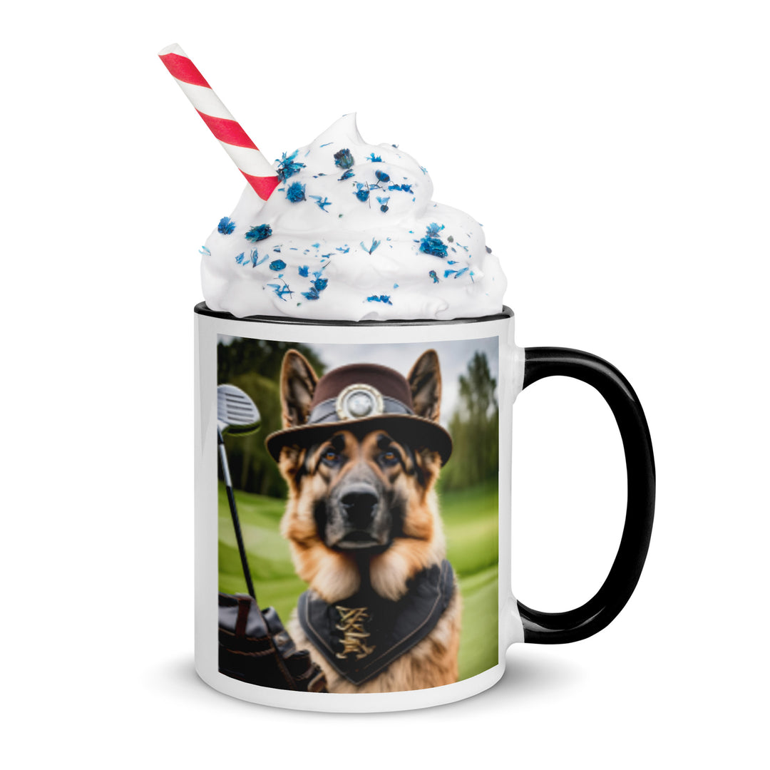 German Shepherd Golfer- Mug with Color Inside V16