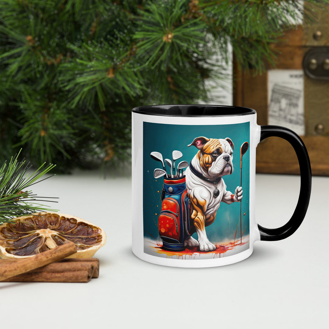 Bulldog Golfer- Mug with Color Inside V4