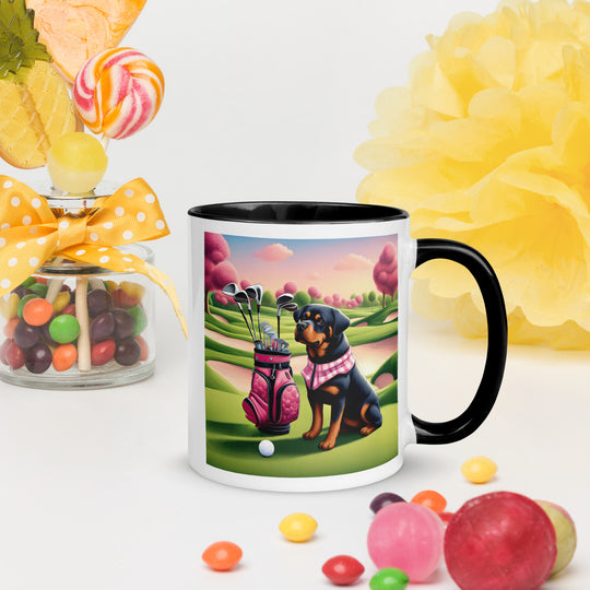 Rottweiler Golfer- Mug with Color Inside