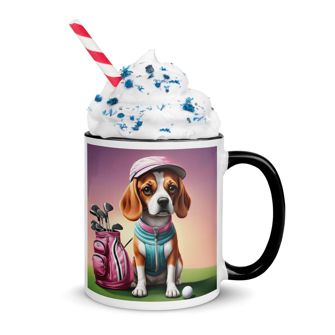 Beagle Golfer- Mug with Color Inside v3