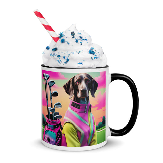 German Shorthaired Pointer Golfer- Mug with Color Inside v3