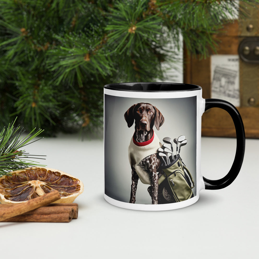 German Shorthaired Pointer Golfer- Mug with Color Inside v4