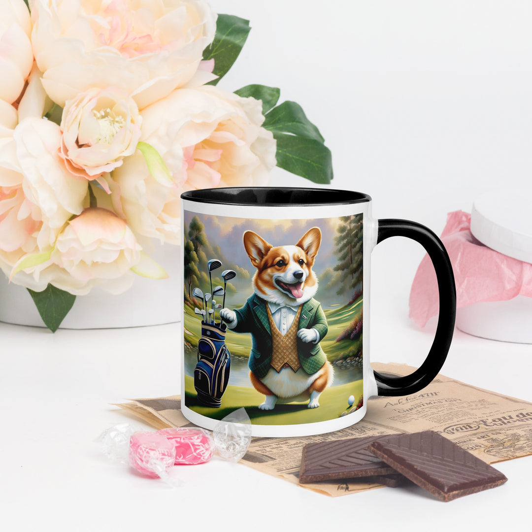 Pembroke Welsh Corgi Golfer- Mug with Color Inside v4