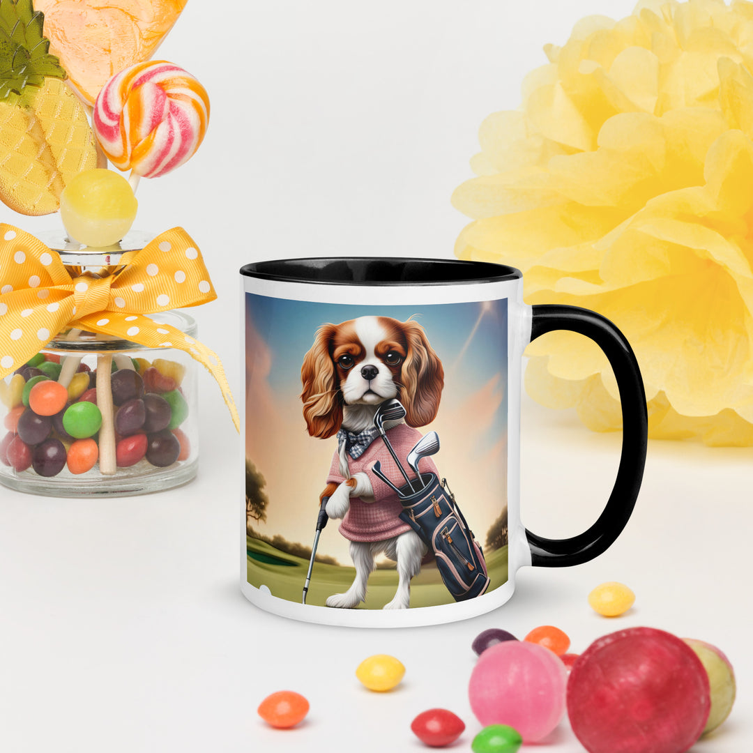 Cavalier King Charles Spaniel Golfer- Mug with Color Inside v2