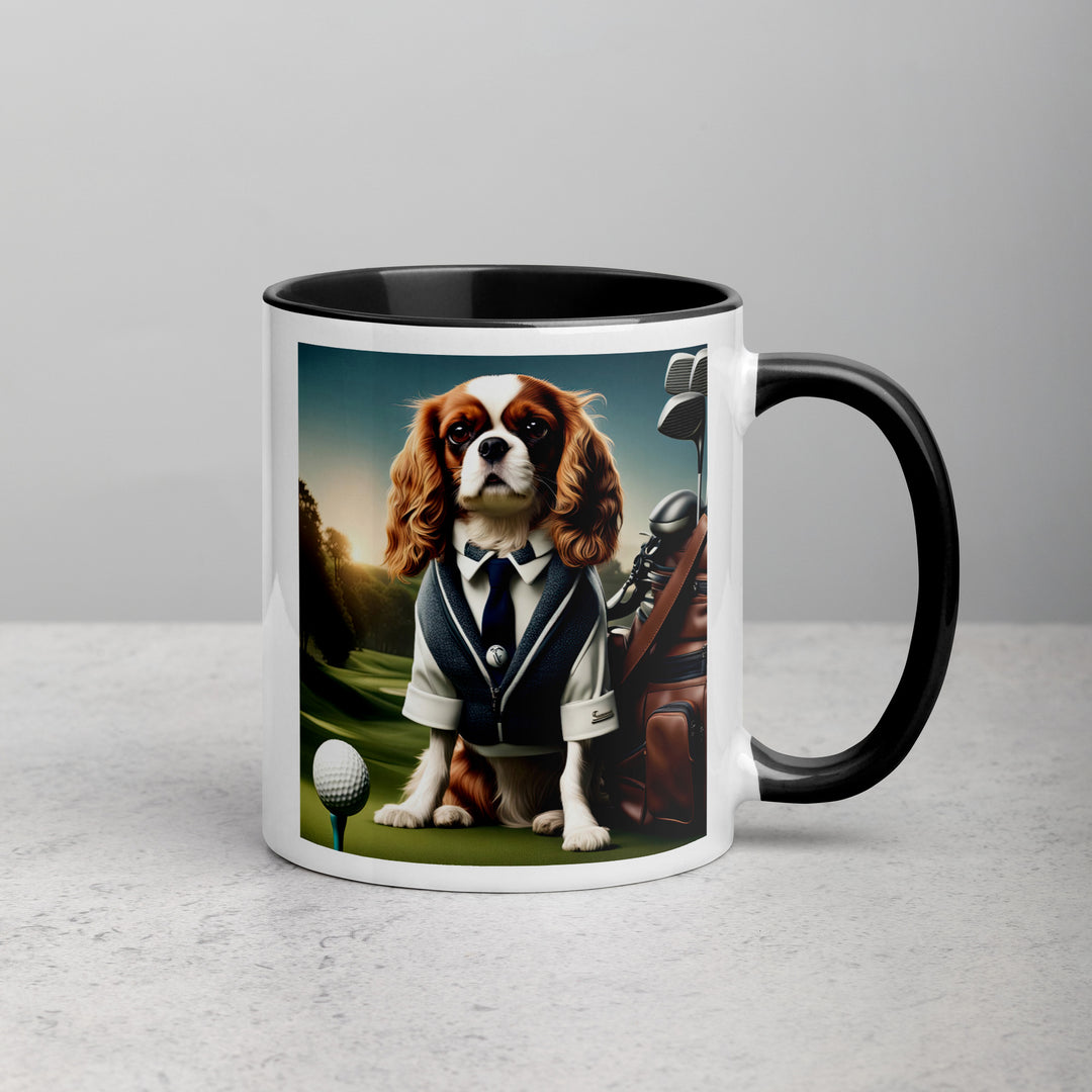 Cavalier King Charles Spaniel Golfer- Mug with Color Inside v3