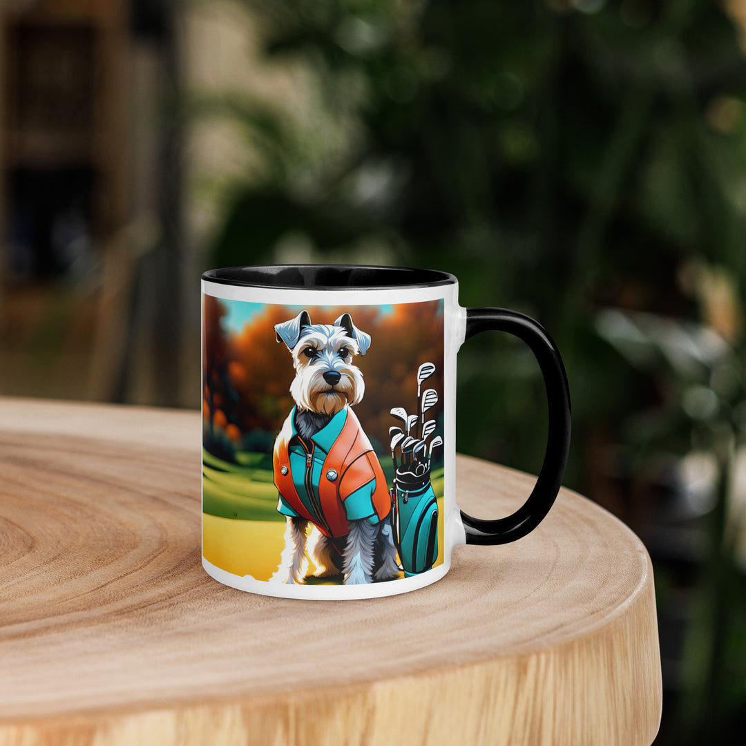 Miniature Schnauzer Golfer- Mug with Color Inside v2