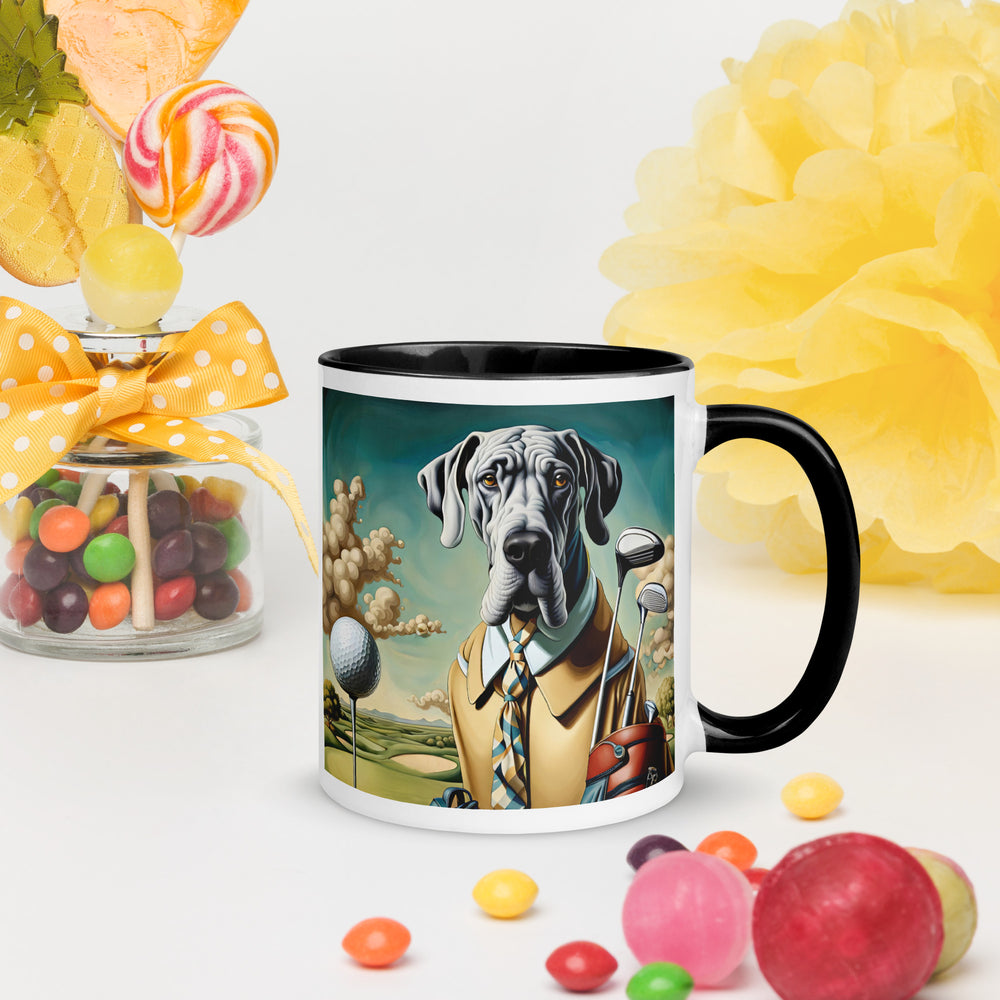 Great Dane Golfer- Mug with Color Inside v2