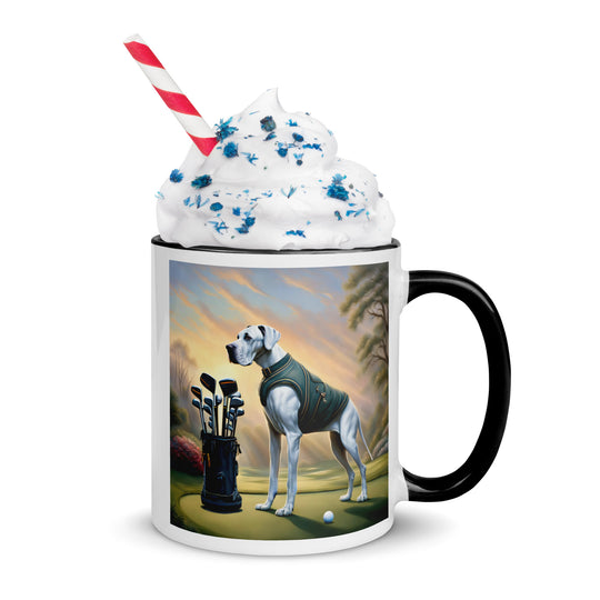 Great Dane Golfer- Mug with Color Inside v3