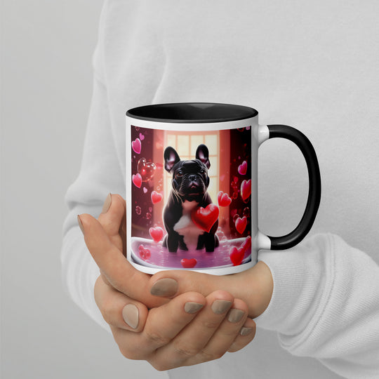 French Bulldog Romantic- Mug with Color Inside v4