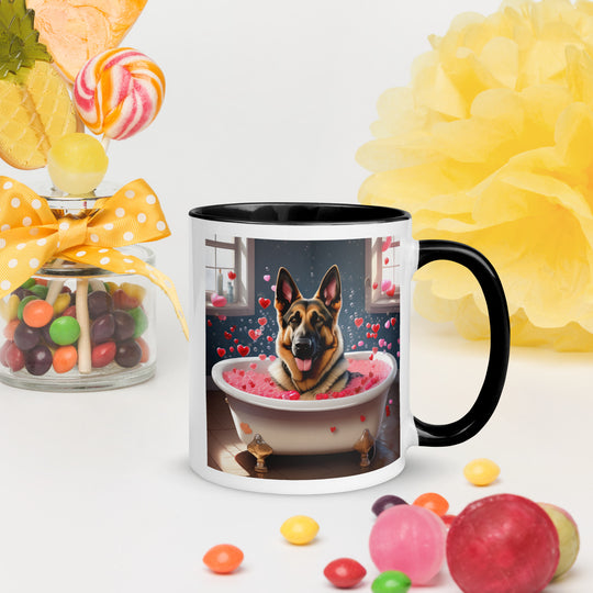 German Shepherd Romantic- Mug with Color Inside v3