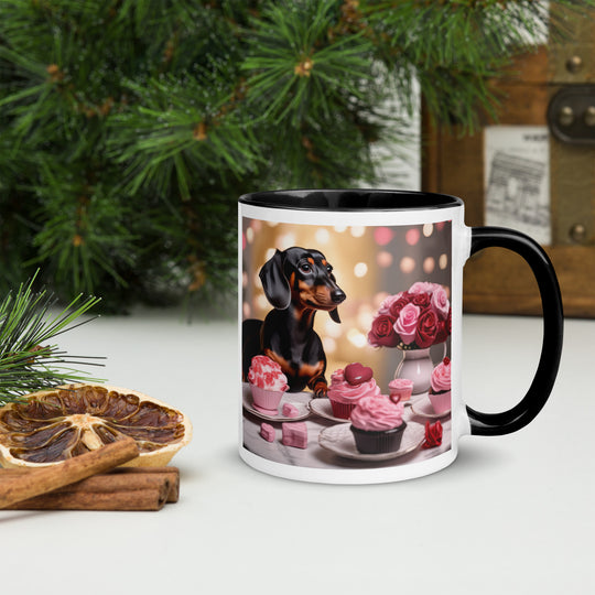 Dachshund Romantic- Mug with Color Inside v2