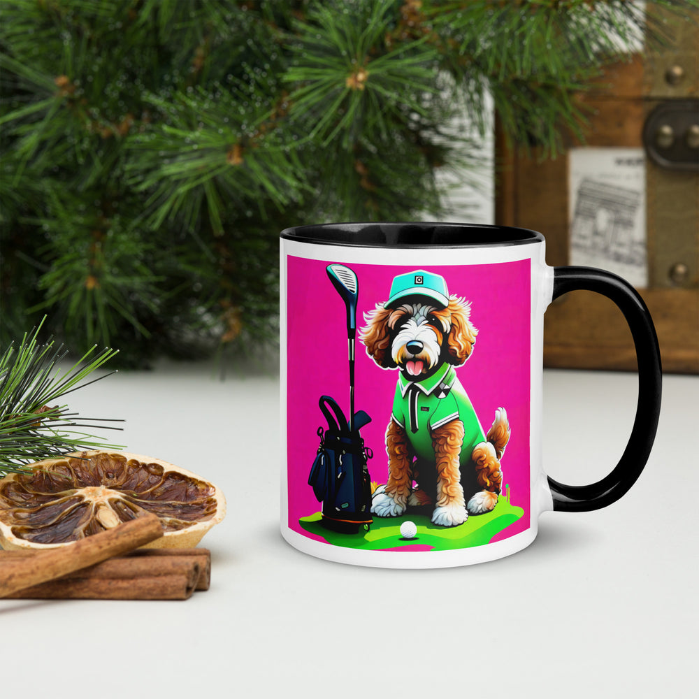 Bernedoodle Golfer- Mug with Color Inside v2