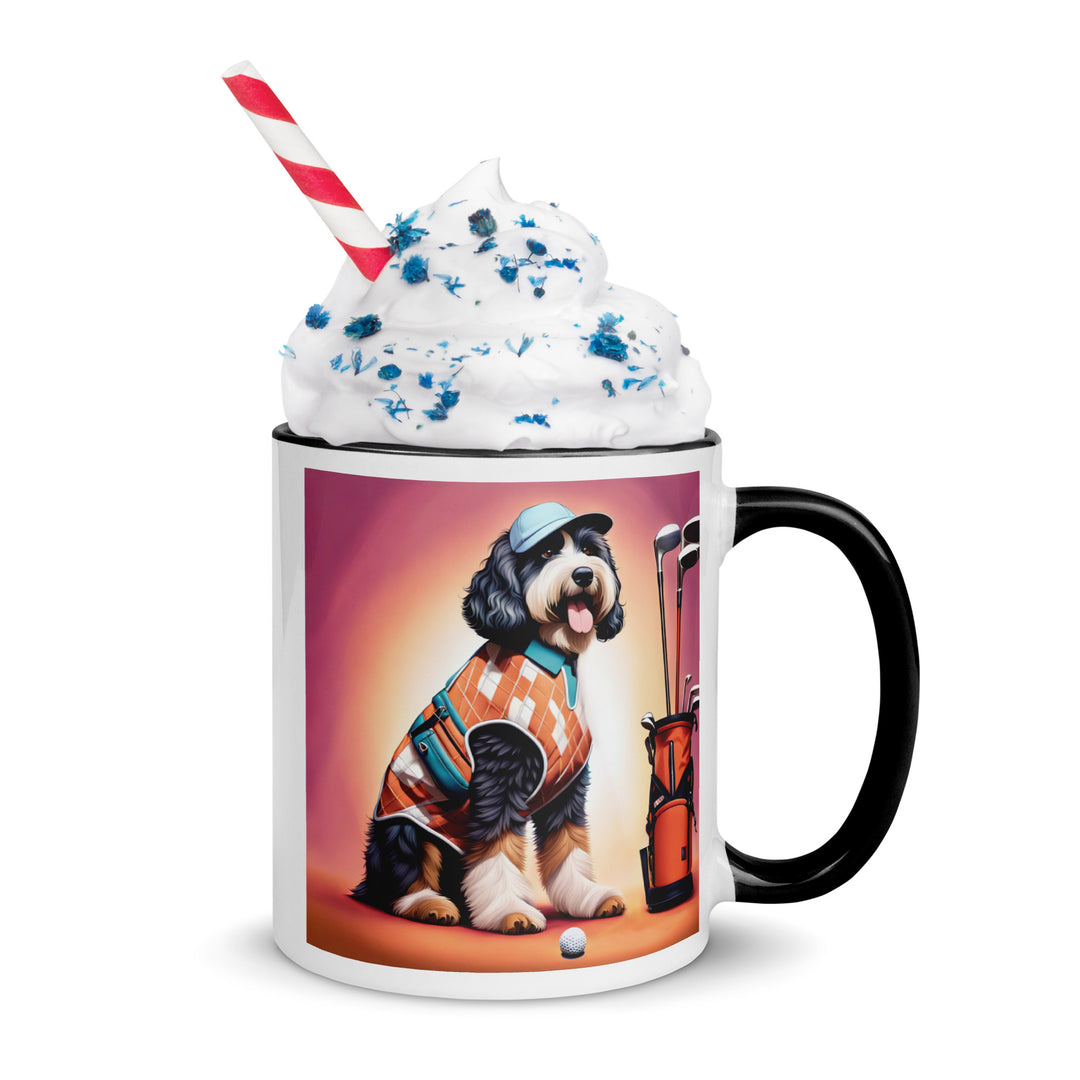 Bernedoodle Golfer- Mug with Color Inside v4