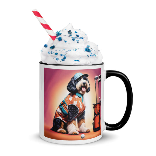 Bernedoodle Golfer- Mug with Color Inside v4